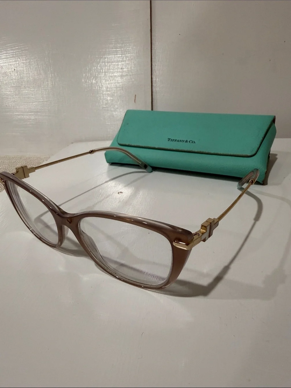 Tiffany & Co TF 2216 -8335 Satin  Champagne Eyeglass 🤓 Woman gold temples Italy